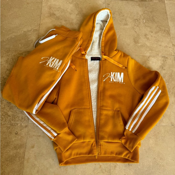 K.I.M 2 Piece Workout Sherpa-Lined Set Full-Zip Hoodie And Matching Pants Size M - Picture 2 of 7